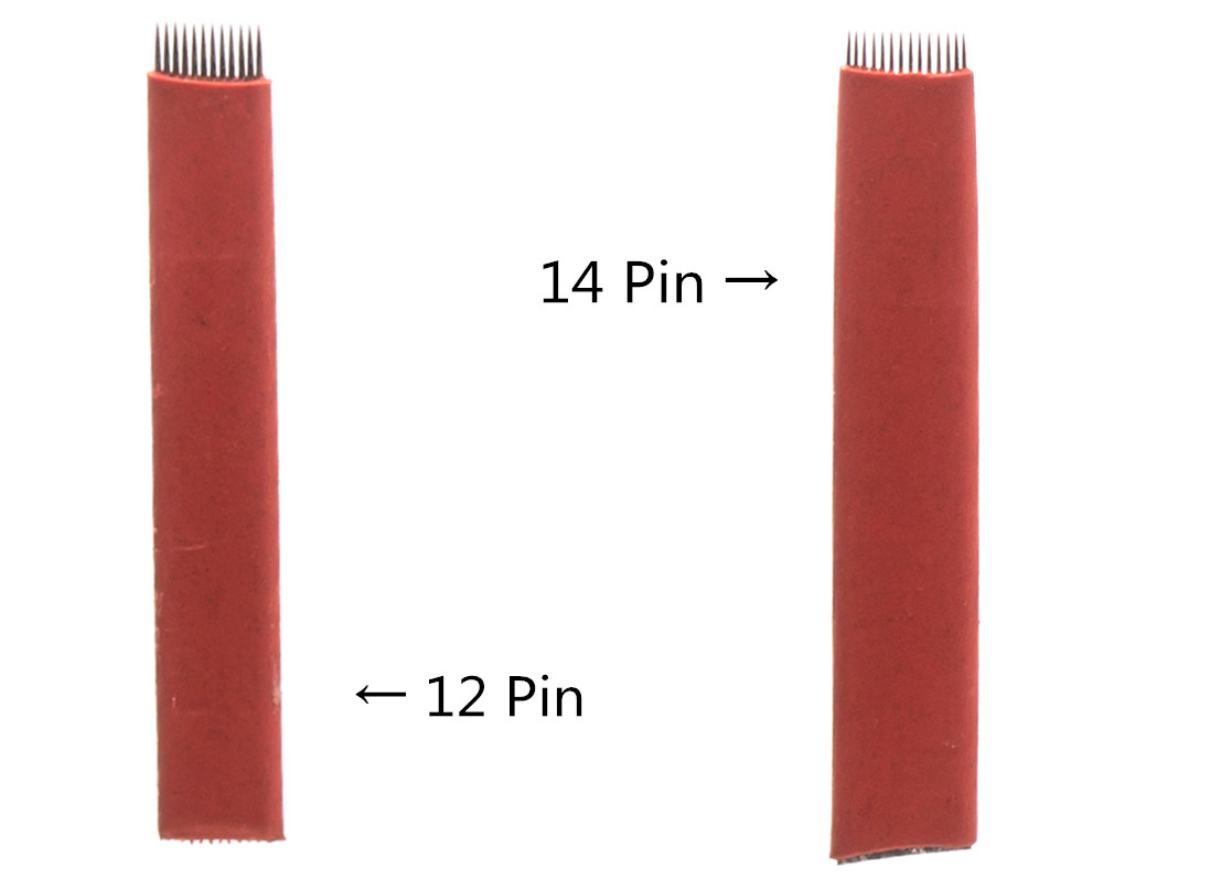 Flat Manual Tattoo Needles 12 14 Pins Microblading CE Certificate